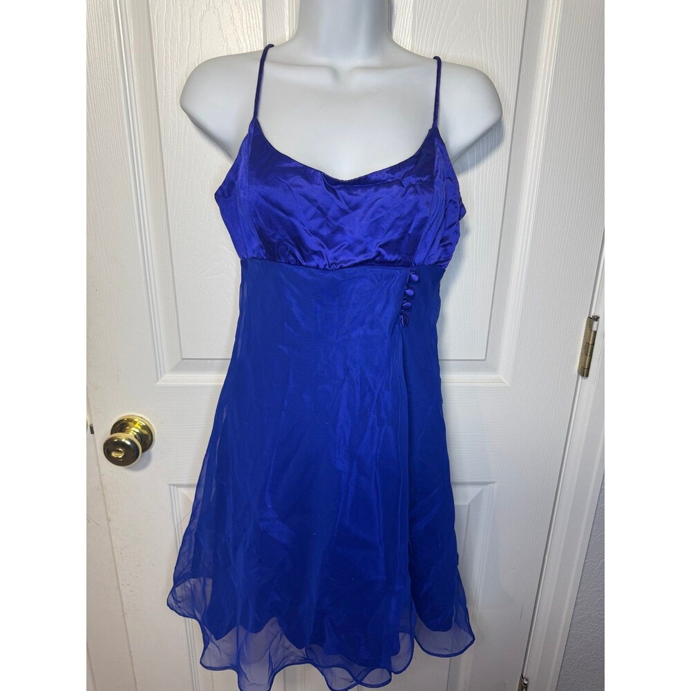 Vintage Zum Zum Spaghetti Strap Royal Blue Chiffon Party Cocktail Dress